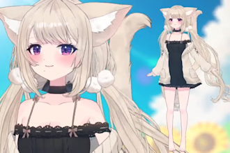 design female and male 2d vtuber model live2d vtuber rigging 2d vtuber animated