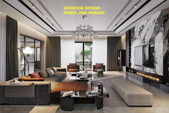 create photorealistic 3d interior living, kitchen, bedroom