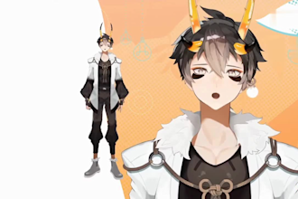 draw and rig live2d vtuber model, 2d vtuber model, vtuber character