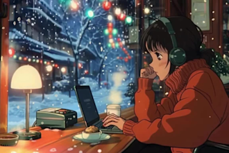 create lofi loop music animation video lofi music, meditation video,animated gif