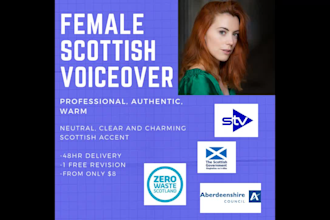 record a professional scottish female voice over