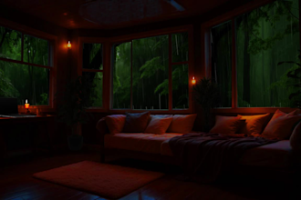 make relaxing cozy room rain video with natural rain sound