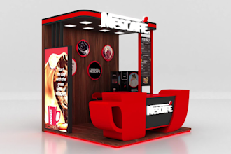 design 3d exhibition stall, booth, stand, kiosk booth
