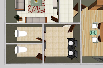 do 2d and 3d floor plan for house, supermarket, coffee shop