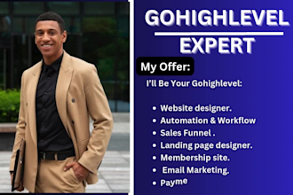 be your gohighlevel expert for go high level website and sales funnel kajabi ghl