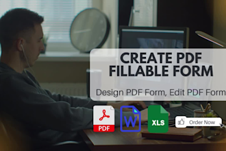 create fillable PDF form or interactive pdf form design from excel word pic