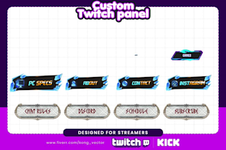design twitch panels buttons and profile pic for your stream kick