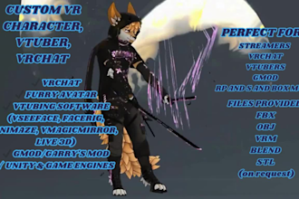 design custom 3d vtuber avatar, animae vrchat avatar gmod model for streaming