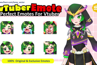 create custom vtuber emotes with anime or chibi style for kick twitch streamer