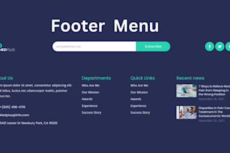 redesign or fix wordpress website header, footer, mega menu