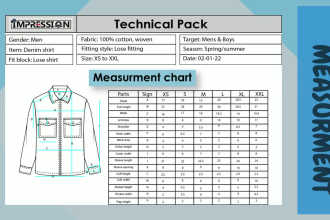 create clothing tech pack spec sheet technical flat sketch