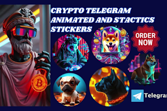 create telegram crypto animated stickers statics stickers