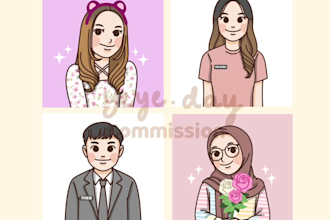 do simple cute flat art illustration