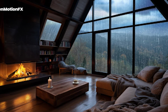 do rain video in a cozy room with relaxing sound