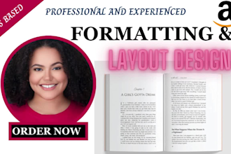 kdp book formatting, kindle and paperback formatting, layout design for amazon