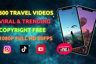 create 600 travel videos for instagram, youtube and tiktok