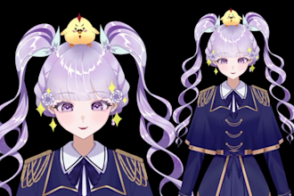 draw live2d vtuber model, vtuber model, live2d rigging, vtuber commission