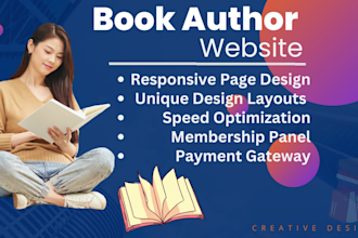 create professional book author website, ebook website, children book website