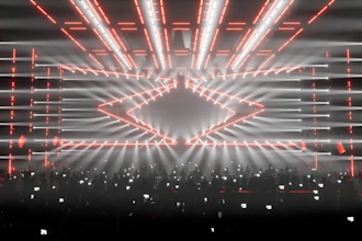 create 3d stage lighting render, 3d stage design for event, show or nightclub