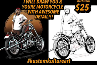 draw you and youre motorcycle with awesome detail
