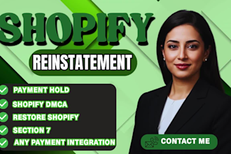 reinstate shopify, amazon, ebay, etsy, tiktok stores and fix dmca issues