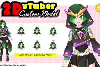 create express custom high quality vtuber model commissions, live2d with rigging