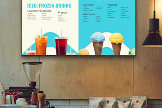 design digital menu, digital menu board or animated tv screen menu