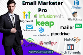 setup an icontact,sendgrid,agile crm,sharpspring,infusionsoft,sendinblue,aweber