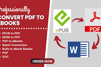 publish, convert ebook from PDF, word, indesign to epub and amazon kindle kpf