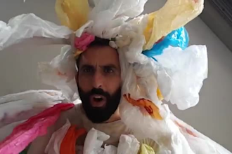 create video as the plastic bag man