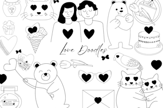 create cute and professional doodle line art illustrations