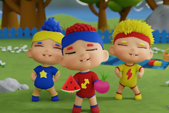 create kids animation, nursery rhymes, cartoon music video, character animation