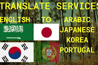 translate english to arabic, japanese, portugal, korea