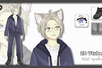 draw and rig anime male 2d vtuber model 3d vtuber model live2d vtuber commission