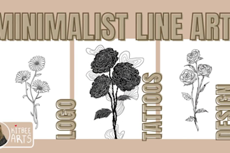 draw line art monoline minimalist for tattoos logo etc