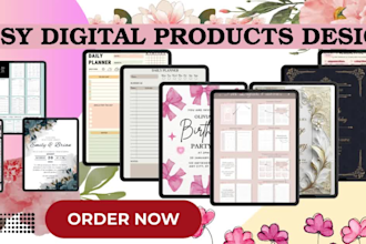 setup etsy shop, invitation card, digital planner, etsy digital product design