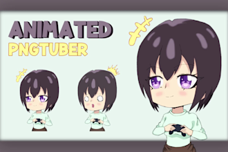 make custom animated chibi pngtuber character for twitch or youtube
