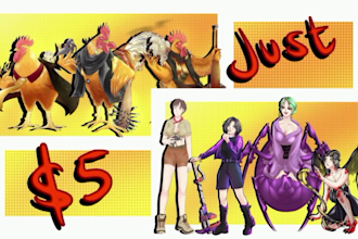 draw custom anime or original characters full body for your wish