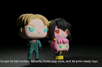 3d bjd models, 3d dolls, funko pop style, and 3d print ready toys