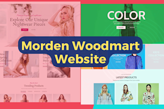 design woodmart woocommerce  website with elementor