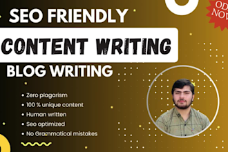 do SEO article writing, blog post writing and content writing