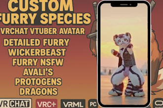custom 3d vrchat avatar ,anime furry model bacckground visual novel nsfw game