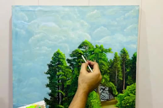 hand paint landscape painting on canvas