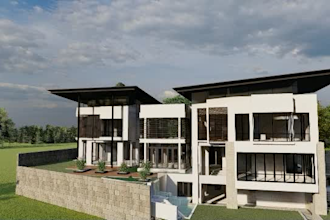 design backyard,landscape,garden,pool,patio,deck with render