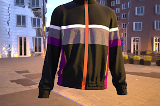 create 3d clothing in clo or browzwear with graphic design and tech packs
