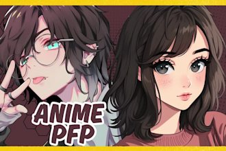 draw anime avatar, pfp portrait, vtuber avatar, social media icon, anime art