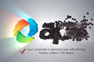 create shining mosaic cubes in 3d motion graphics intro