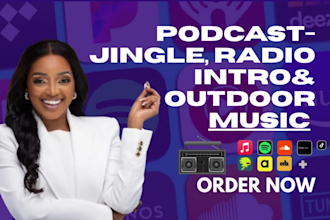 produce radio podcast intro and outro, radio jingles, podcast producer, dj drops