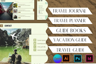 write design travel guide book, prayer journal on canva indesign, article, ebook