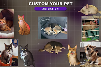 custom pets portrait, drawing and animation